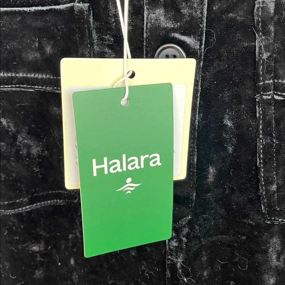 HALARA VELVET BLACK HIGH WAISTED WIDE LEG FRONT POCKET PULL ON PANTS SZ MED NWT - Picture 5 of 12